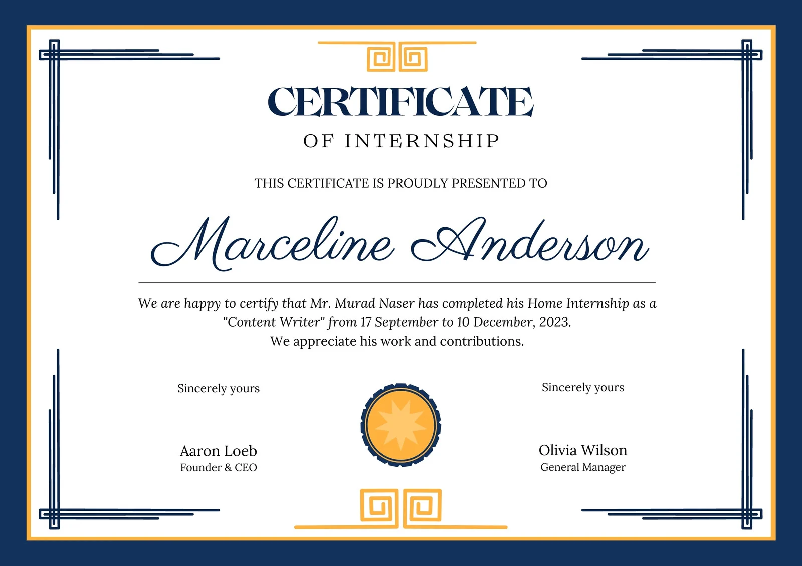 Certificate of Completion